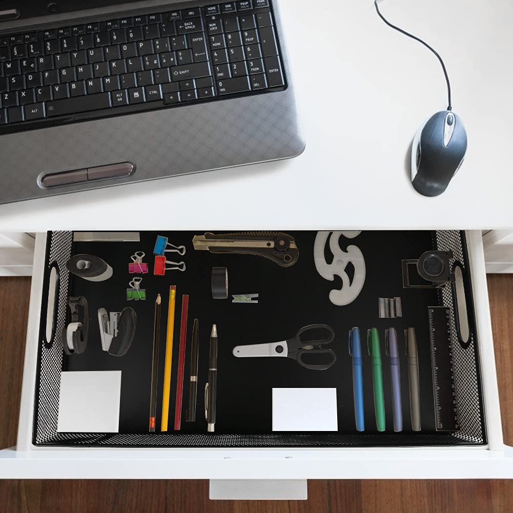 EsOfficce Black Metal Mesh Desk Drawer Organizer