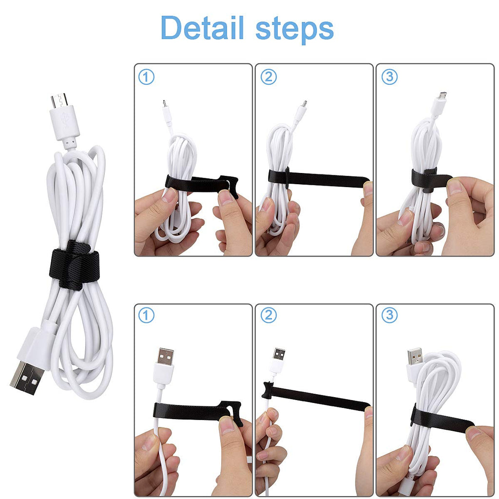Nettbe Adjustable Hook-and-Loop Cable Ties and Cord Straps