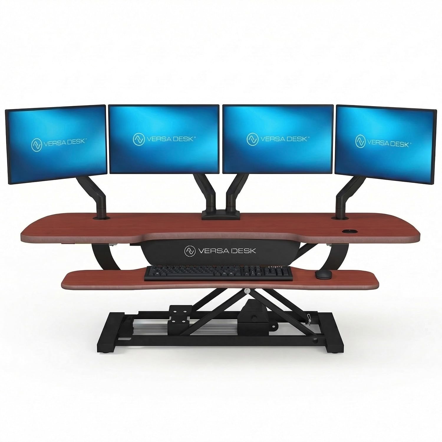 VERSADESK Electric Standing Desk Converter, PowerPro Height Adjustable, Sit to Stand Riser With Keyboard Tray, Push-Button Control Switch With USB Charging Port