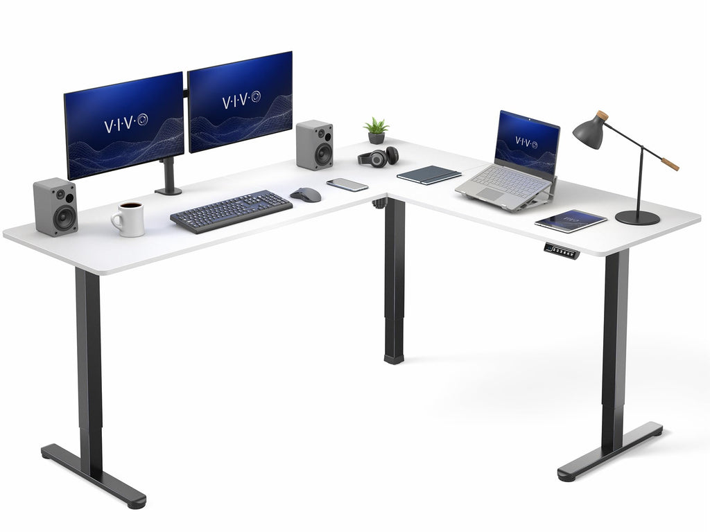 VIVO Electric Height Adjustable Corner Stand Up Desk, Table Top, Frame, L-Shaped Standing Workstation, 3CT Series