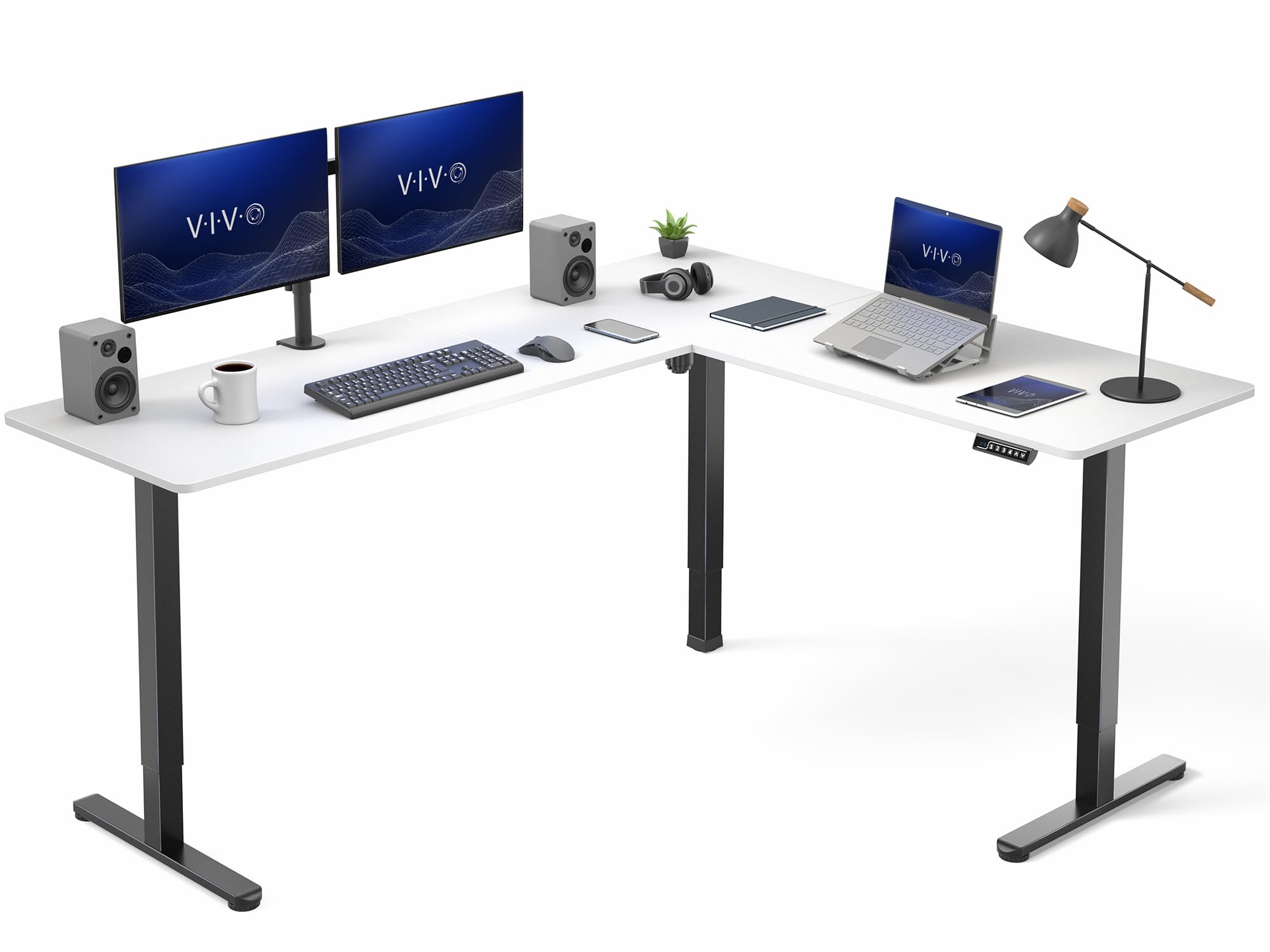 VIVO Electric Height Adjustable Corner Stand Up Desk, Table Top, Frame, L-Shaped Standing Workstation, 3CT Series