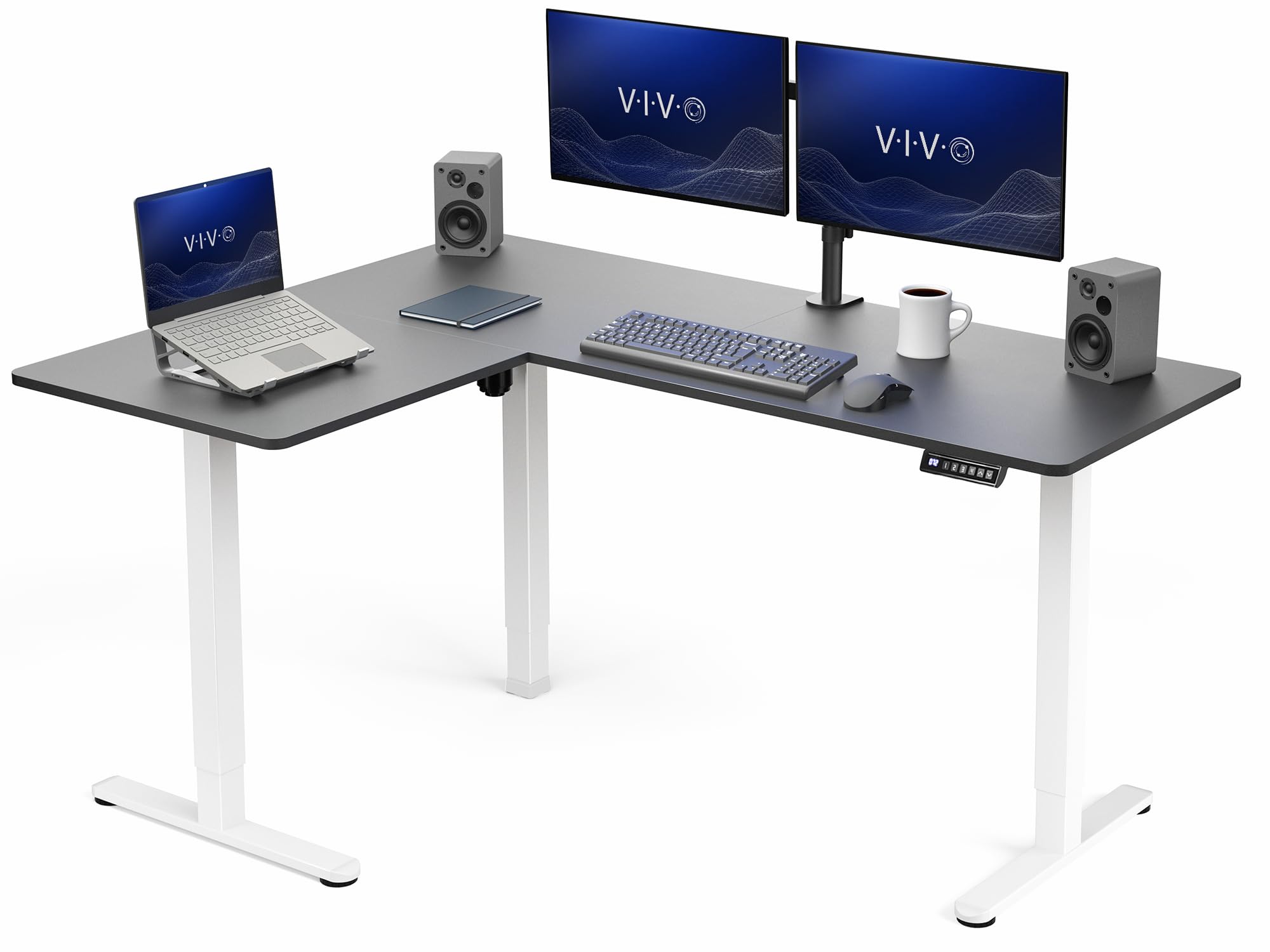 VIVO Electric Height Adjustable Corner Stand Up Desk, Table Top, Frame, L-Shaped Standing Workstation, 3CT Series