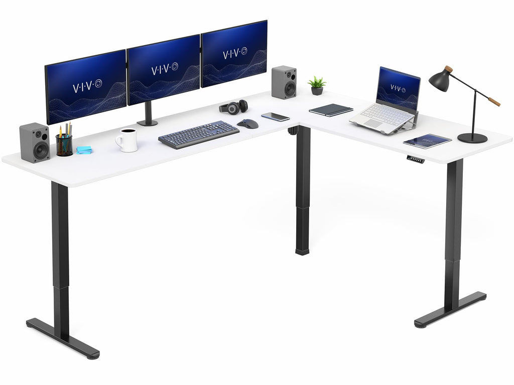 VIVO Electric Height Adjustable Corner Stand Up Desk, Table Top, Frame, L-Shaped Standing Workstation, 3CT Series