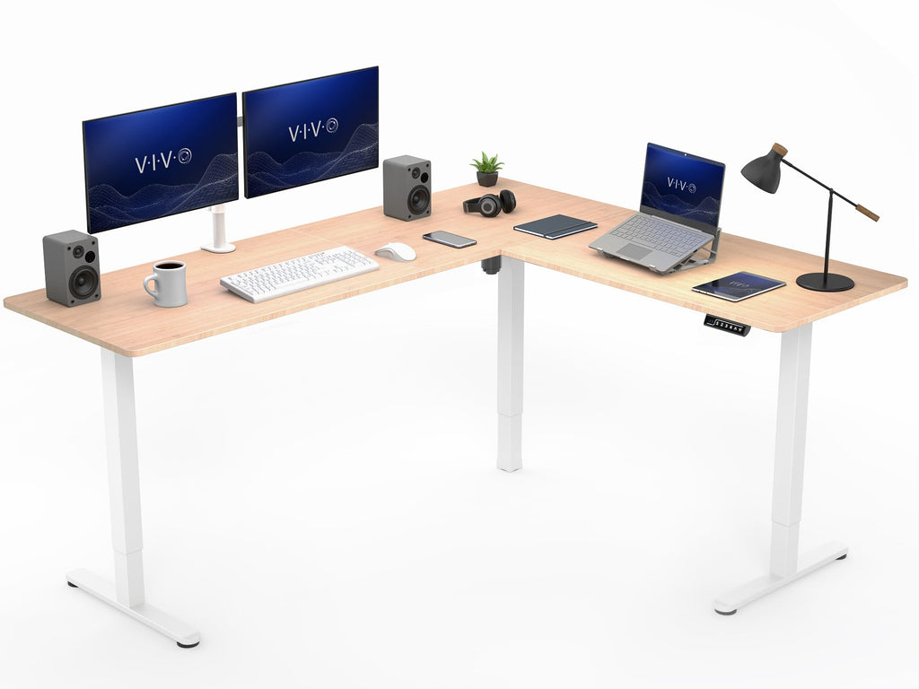 VIVO Electric Height Adjustable Corner Stand Up Desk, Table Top, Frame, L-Shaped Standing Workstation, 3CT Series