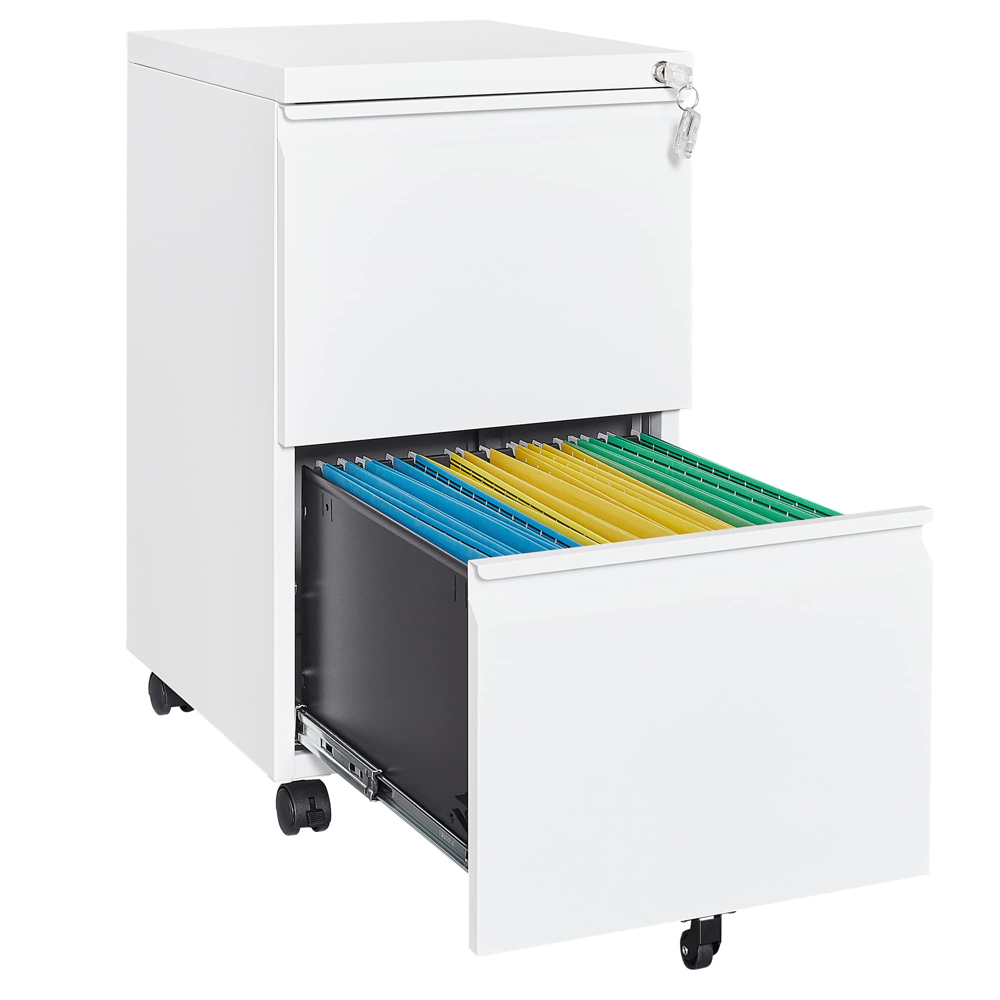 Letaya Locking Mobile Under-Desk File Cabinet, 2 or 3 Drawers