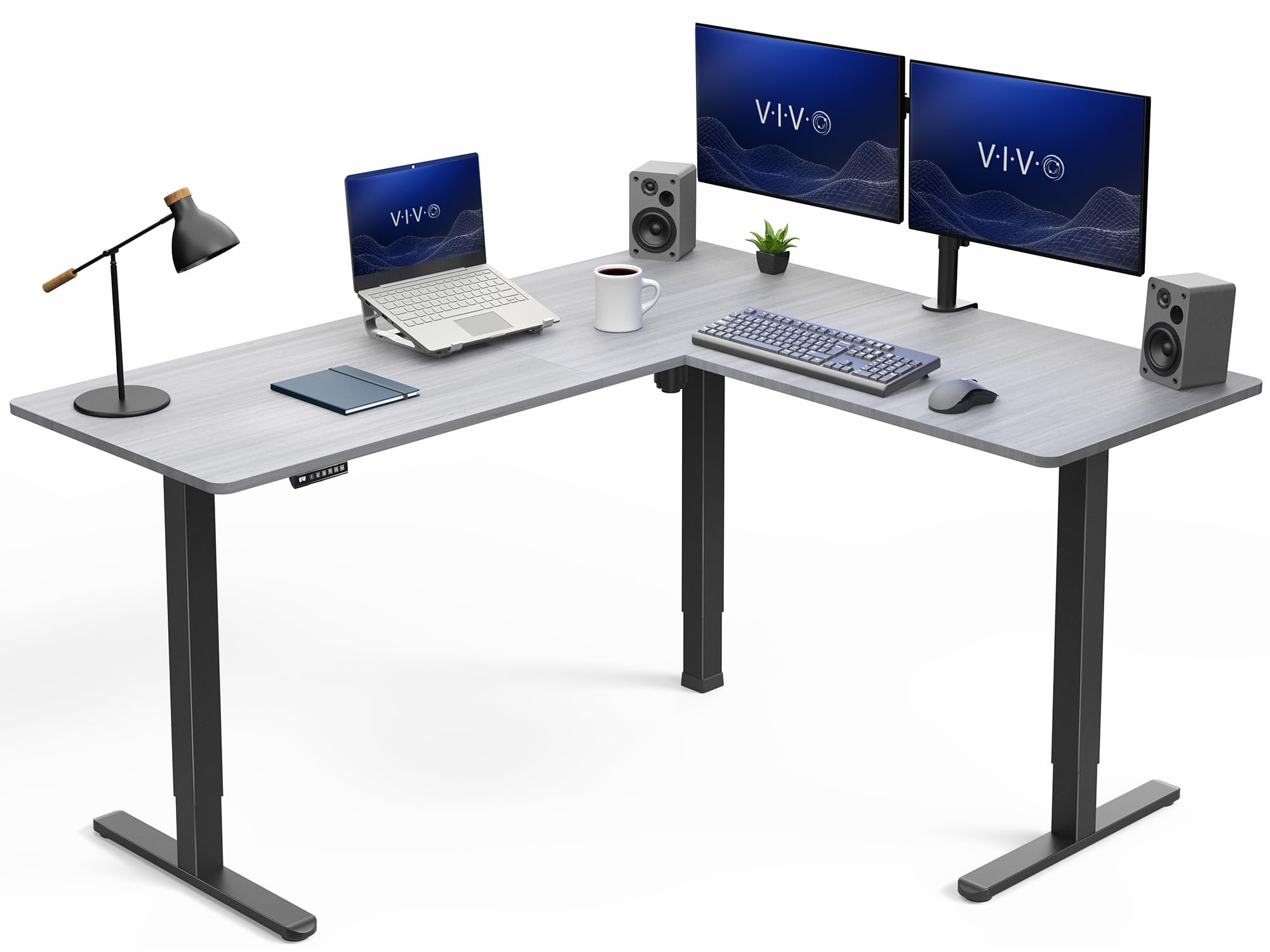 VIVO Electric Height Adjustable Corner Stand Up Desk, Table Top, Frame, L-Shaped Standing Workstation, 3CT Series