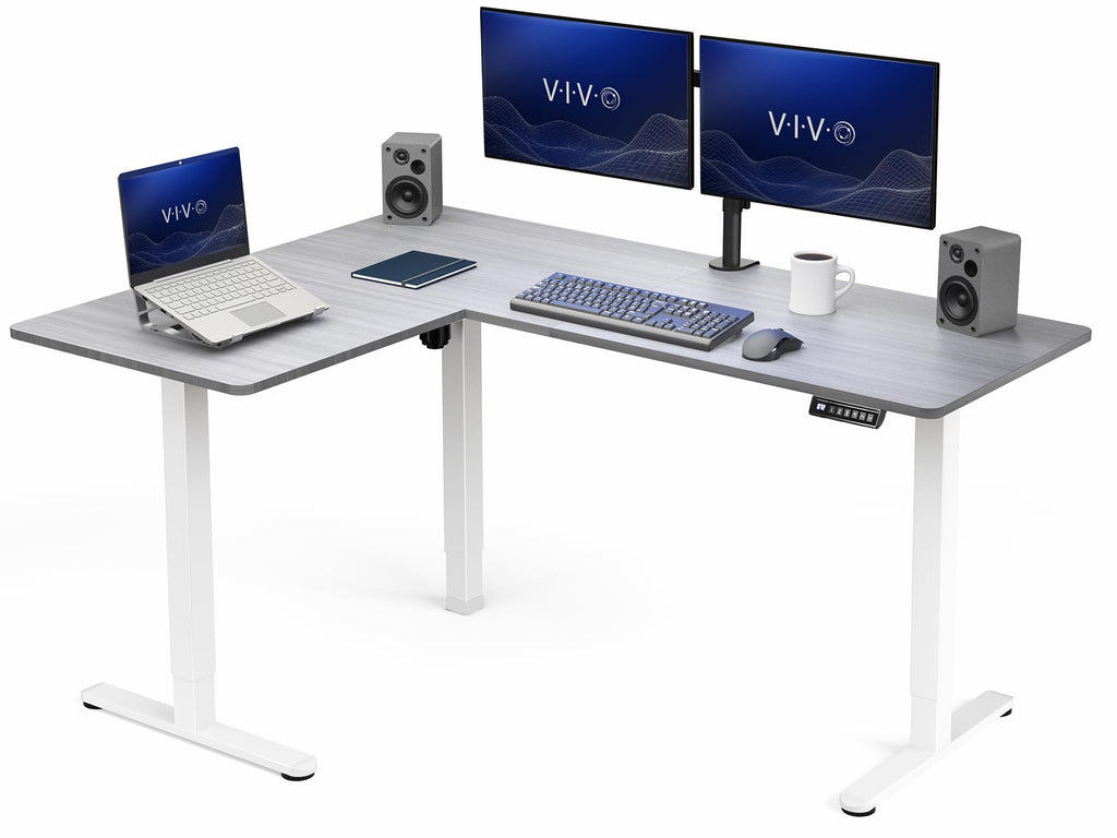 VIVO Electric Height Adjustable Corner Stand Up Desk, Table Top, Frame, L-Shaped Standing Workstation, 3CT Series