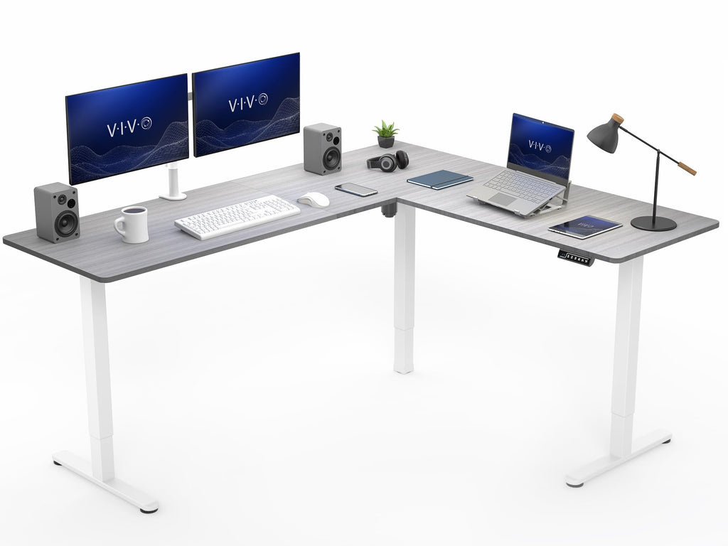 VIVO Electric Height Adjustable Corner Stand Up Desk, Table Top, Frame, L-Shaped Standing Workstation, 3CT Series