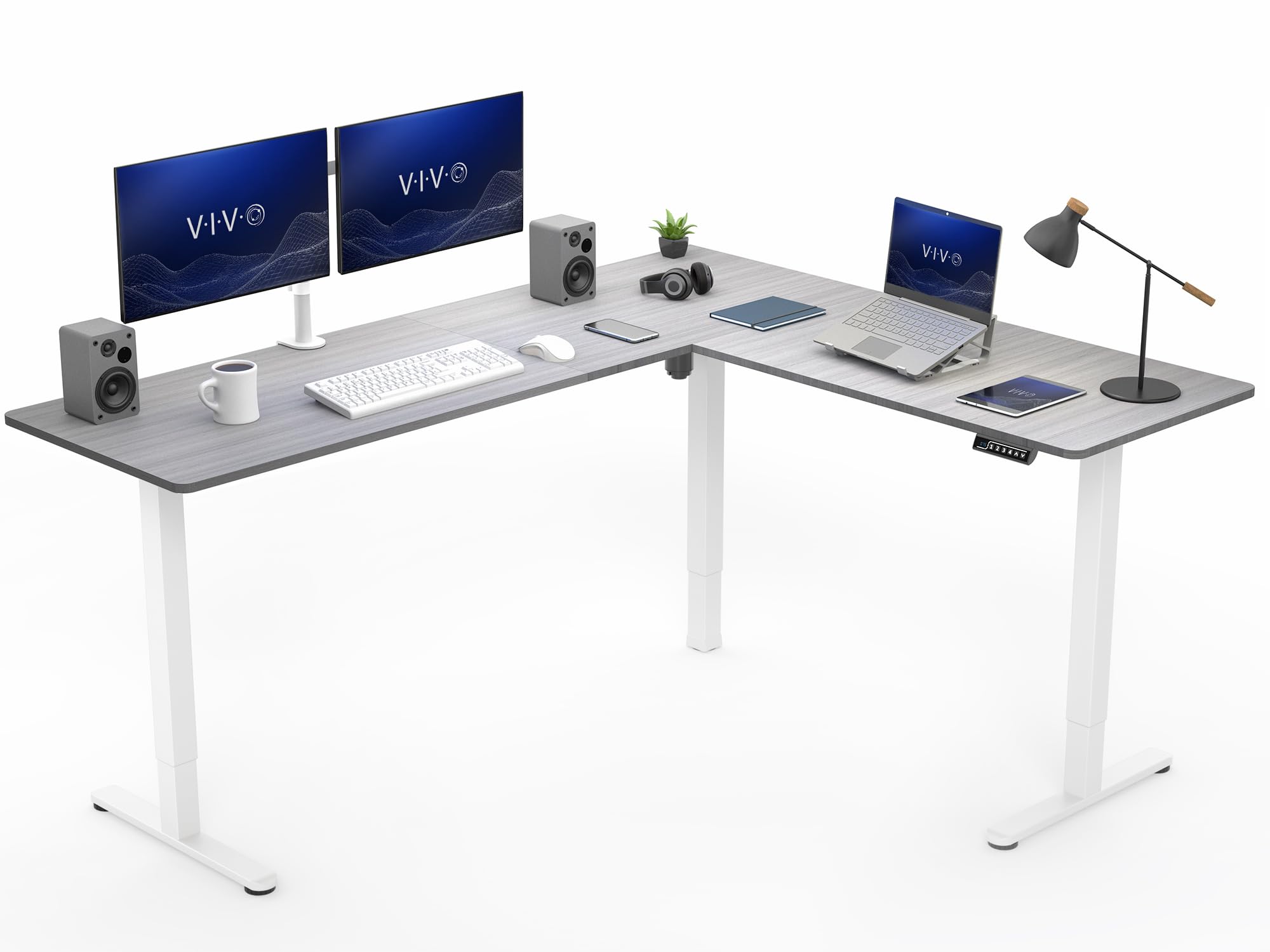 VIVO Electric Height Adjustable Corner Stand Up Desk, Table Top, Frame, L-Shaped Standing Workstation, 3CT Series
