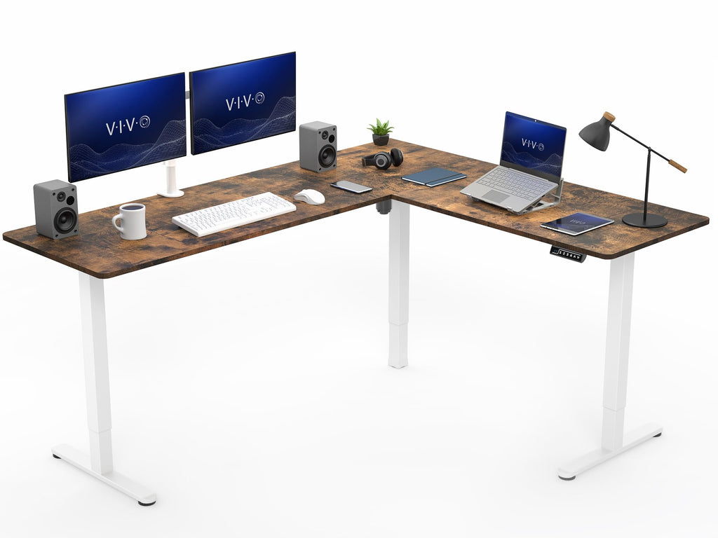 VIVO Electric Height Adjustable Corner Stand Up Desk, Table Top, Frame, L-Shaped Standing Workstation, 3CT Series