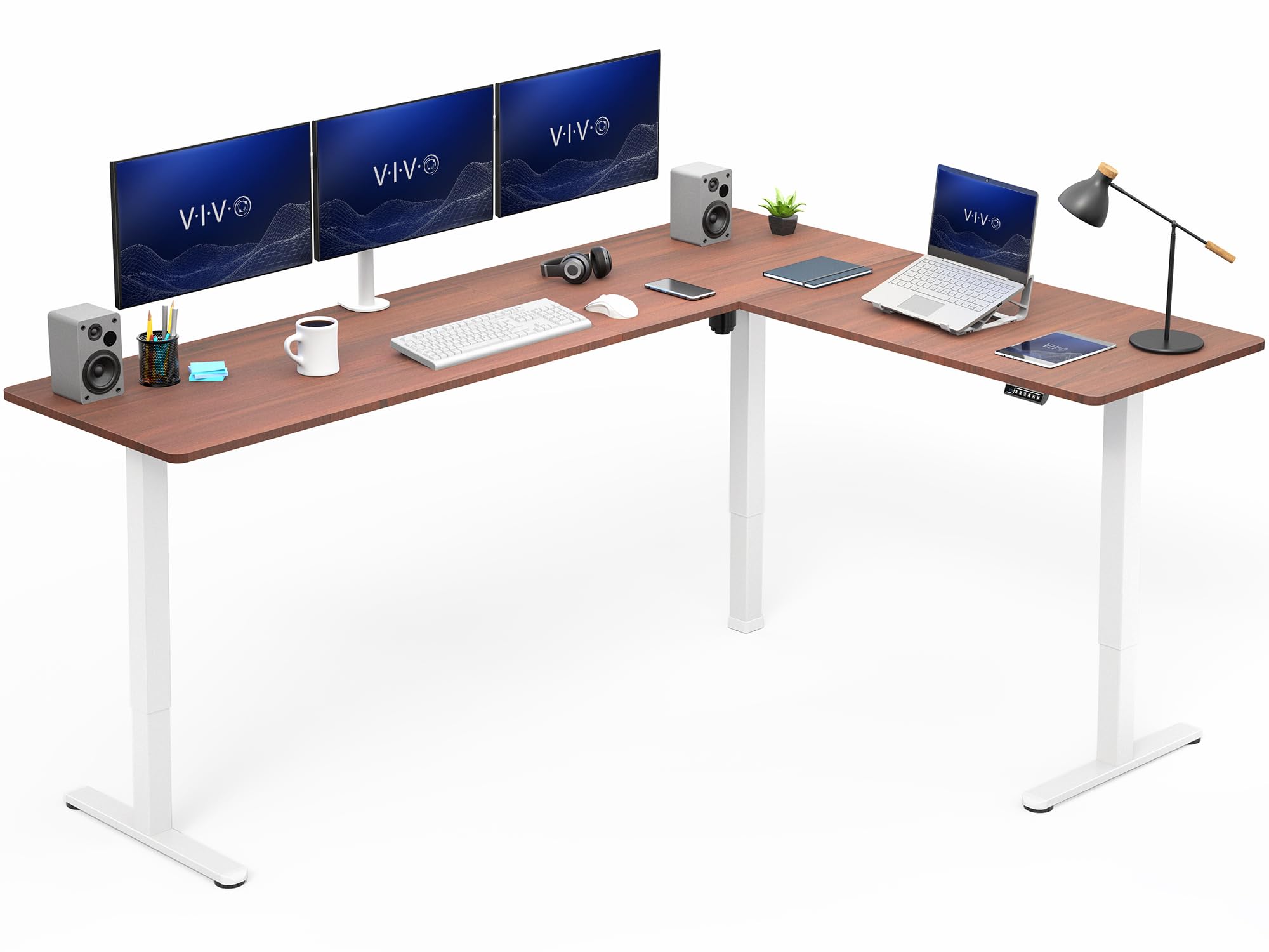 VIVO Electric Height Adjustable Corner Stand Up Desk, Table Top, Frame, L-Shaped Standing Workstation, 3CT Series