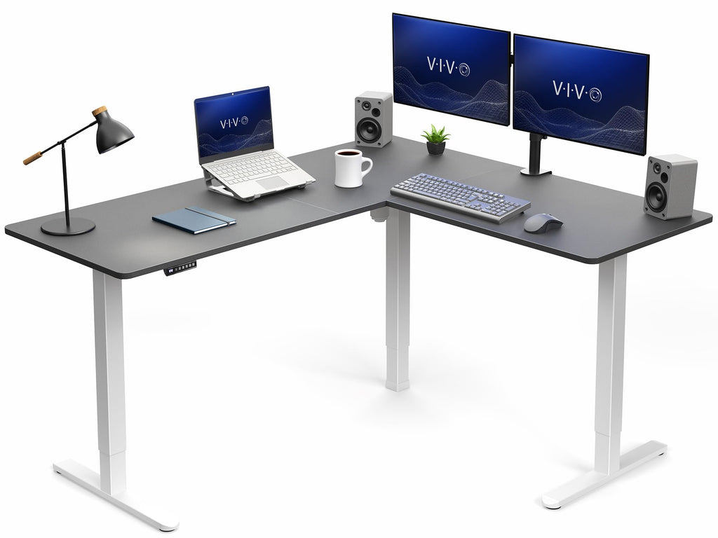 VIVO Electric Height Adjustable Corner Stand Up Desk, Table Top, Frame, L-Shaped Standing Workstation, 3CT Series