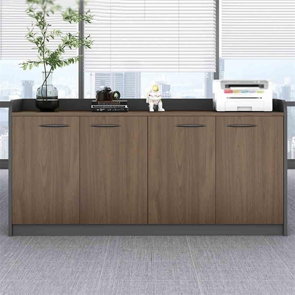 YUHUAWF Brown Locking Four-Door Wooden Office File Cabinet