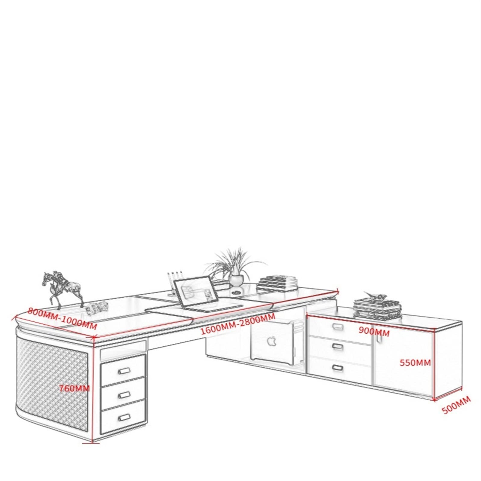 DQXWJZOTPO L Shaped Desk Luxury Boss Table Simple Office President Atmosphere Chair Combination Furniture