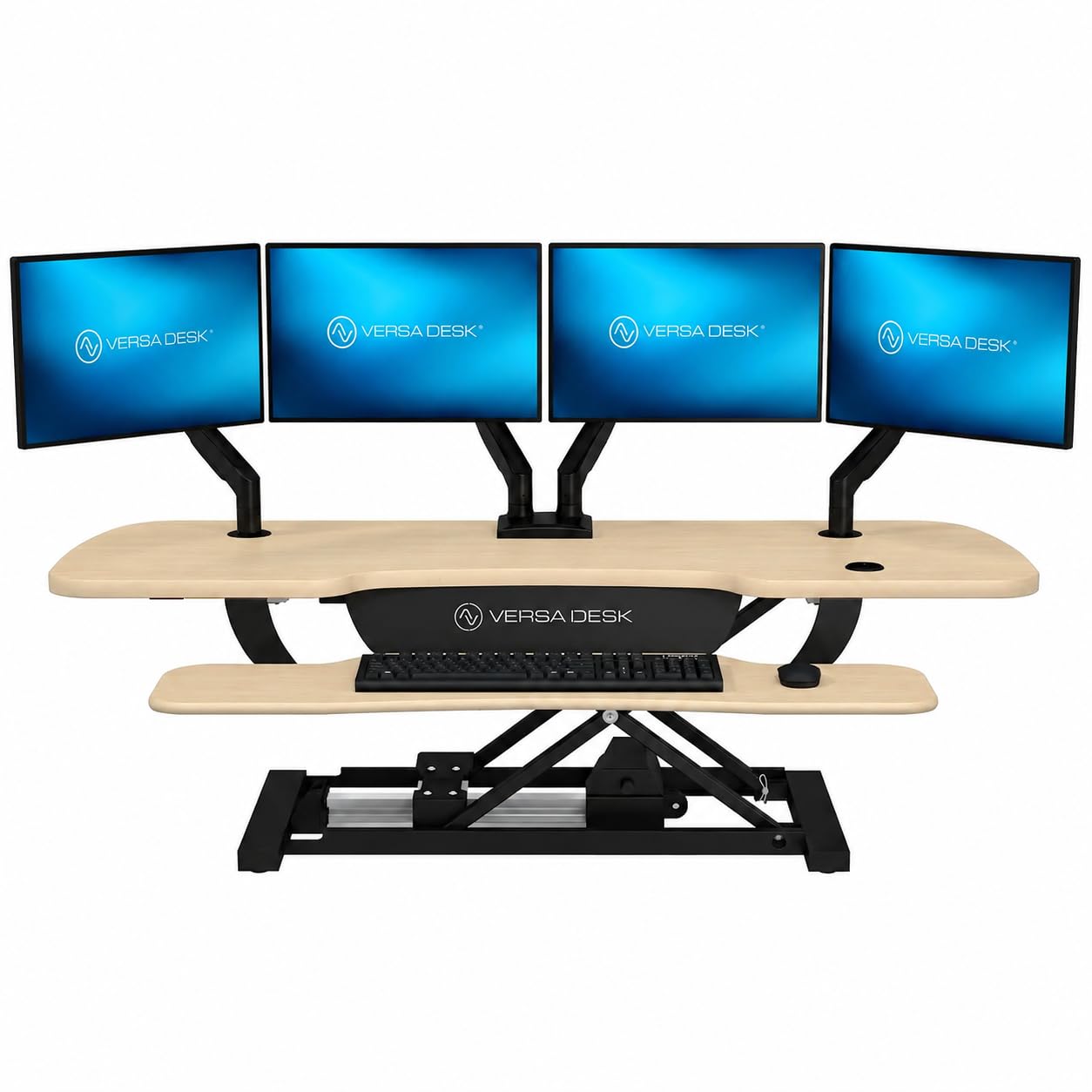 VERSADESK Electric Standing Desk Converter, PowerPro Height Adjustable, Sit to Stand Riser With Keyboard Tray, Push-Button Control Switch With USB Charging Port
