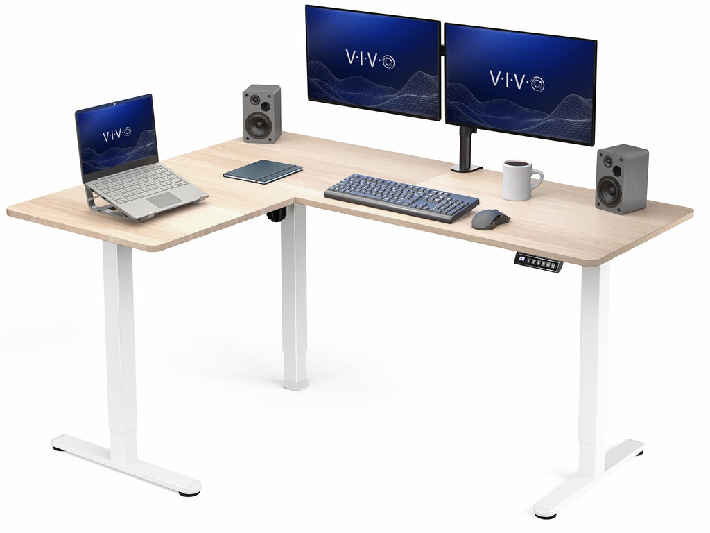 VIVO Electric Height Adjustable Corner Stand Up Desk, Table Top, Frame, L-Shaped Standing Workstation, 3CT Series