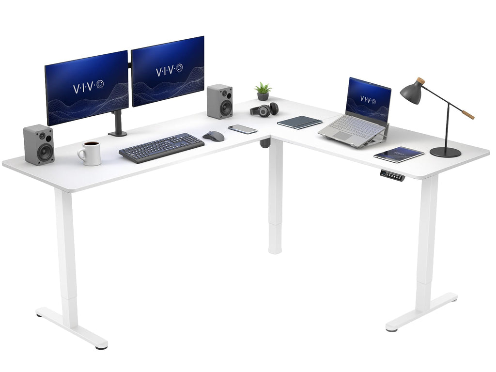 VIVO Electric Height Adjustable Corner Stand Up Desk, Table Top, Frame, L-Shaped Standing Workstation, 3CT Series