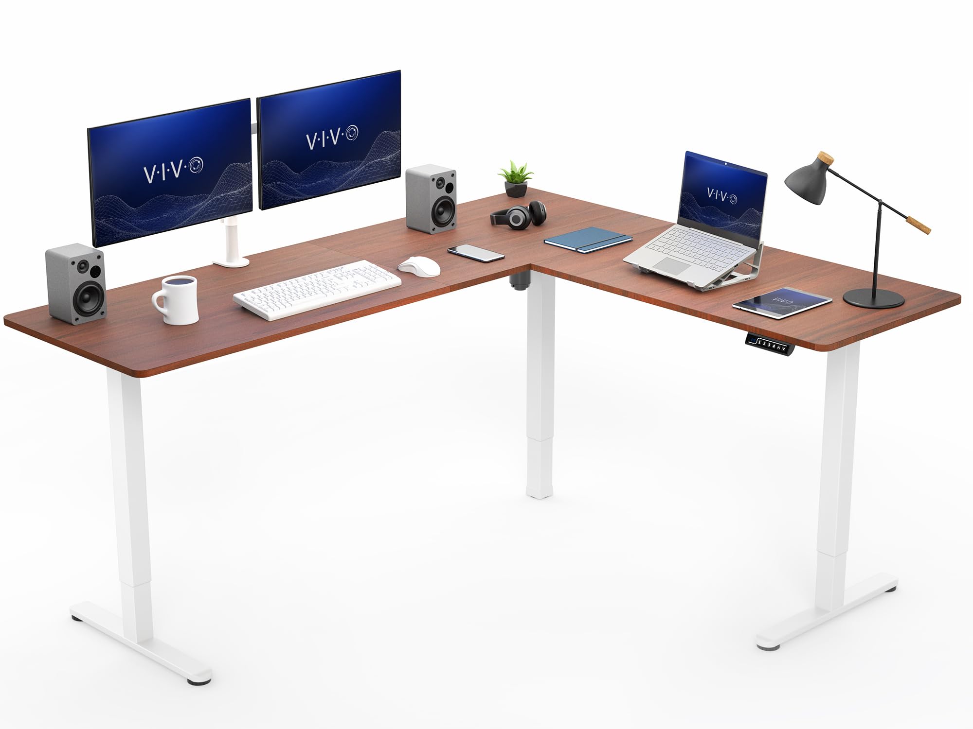 VIVO Electric Height Adjustable Corner Stand Up Desk, Table Top, Frame, L-Shaped Standing Workstation, 3CT Series