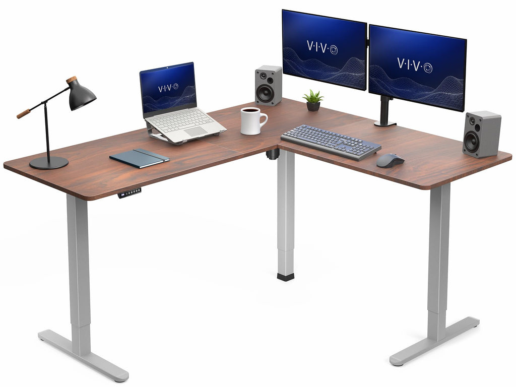 VIVO Electric Height Adjustable Corner Stand Up Desk, Table Top, Frame, L-Shaped Standing Workstation, 3CT Series