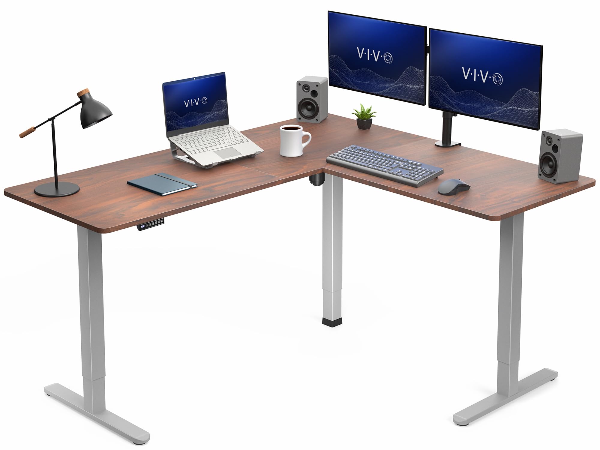 VIVO Electric Height Adjustable Corner Stand Up Desk, Table Top, Frame, L-Shaped Standing Workstation, 3CT Series