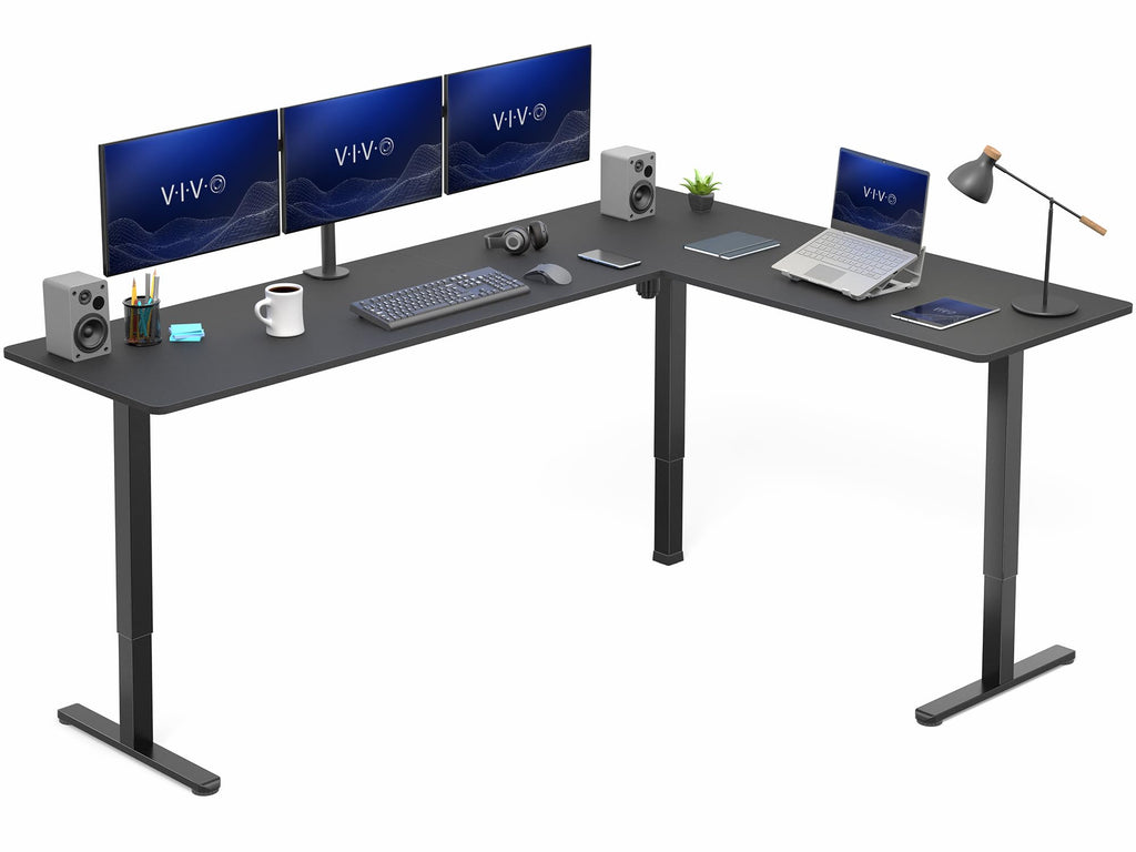 VIVO Electric Height Adjustable Corner Stand Up Desk, Table Top, Frame, L-Shaped Standing Workstation, 3CT Series