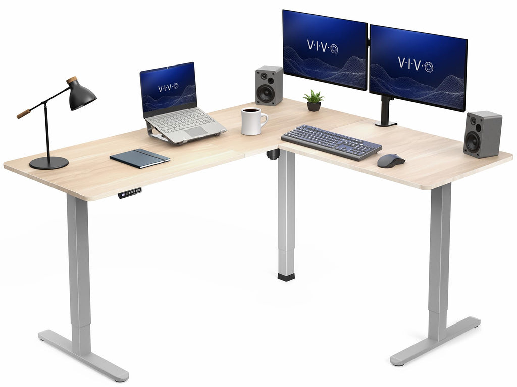 VIVO Electric Height Adjustable Corner Stand Up Desk, Table Top, Frame, L-Shaped Standing Workstation, 3CT Series