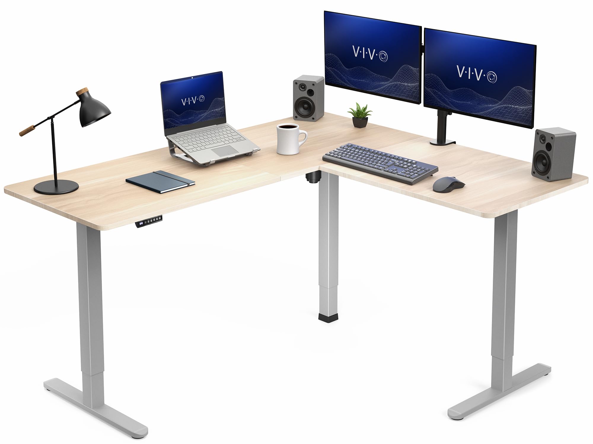 VIVO Electric Height Adjustable Corner Stand Up Desk, Table Top, Frame, L-Shaped Standing Workstation, 3CT Series