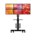 HXYONGN Six-Monitor Mobile Floor Stand with Keyboard Tray