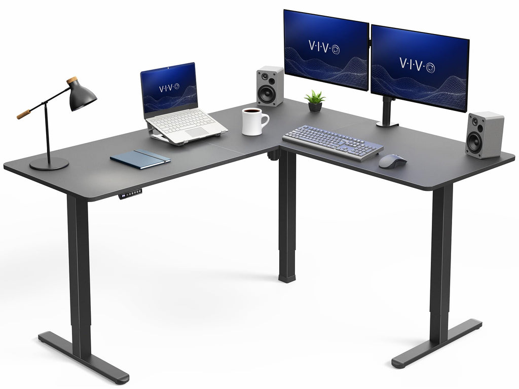 VIVO Electric Height Adjustable Corner Stand Up Desk, Table Top, Frame, L-Shaped Standing Workstation, 3CT Series