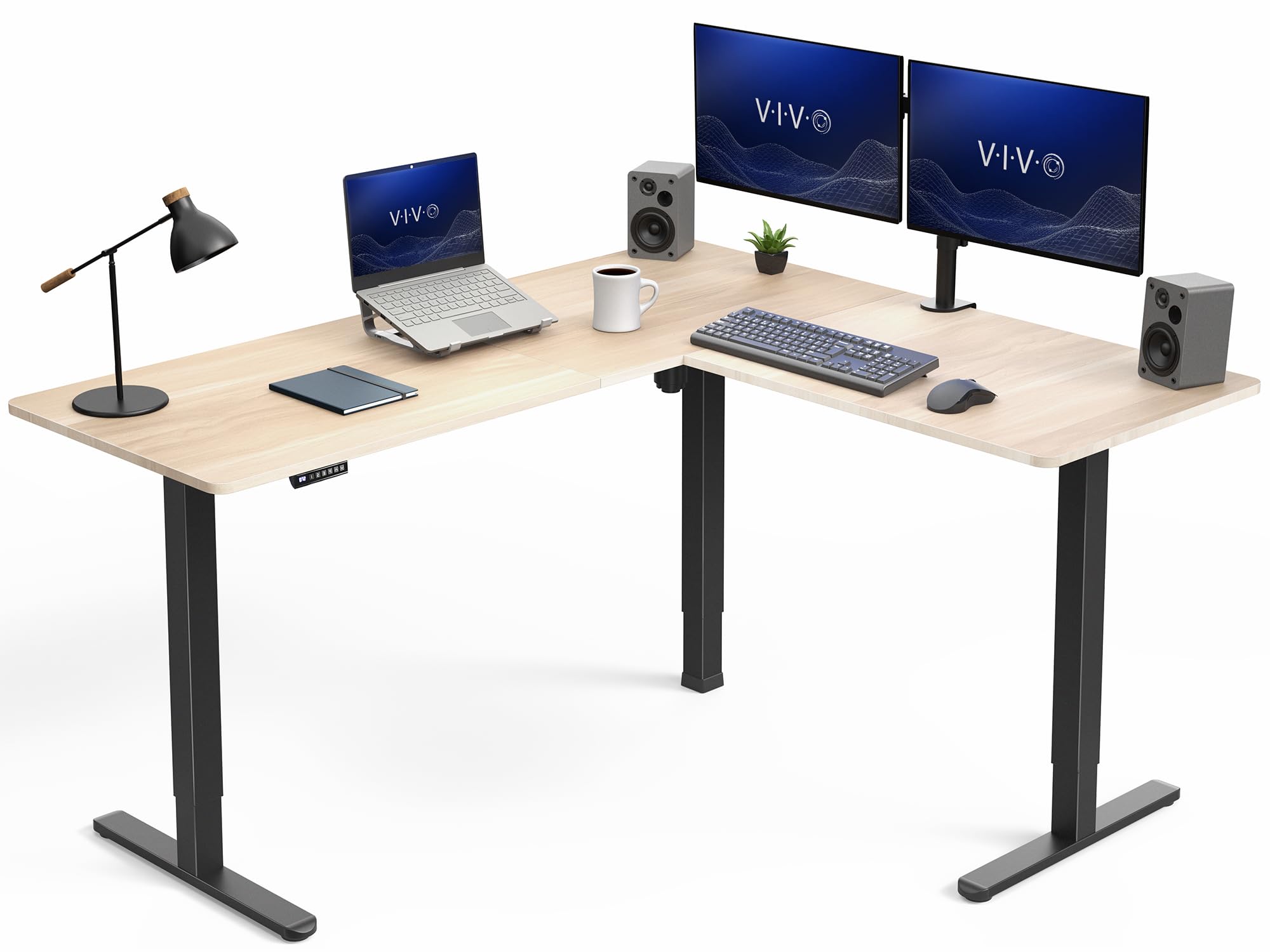 VIVO Electric Height Adjustable Corner Stand Up Desk, Table Top, Frame, L-Shaped Standing Workstation, 3CT Series