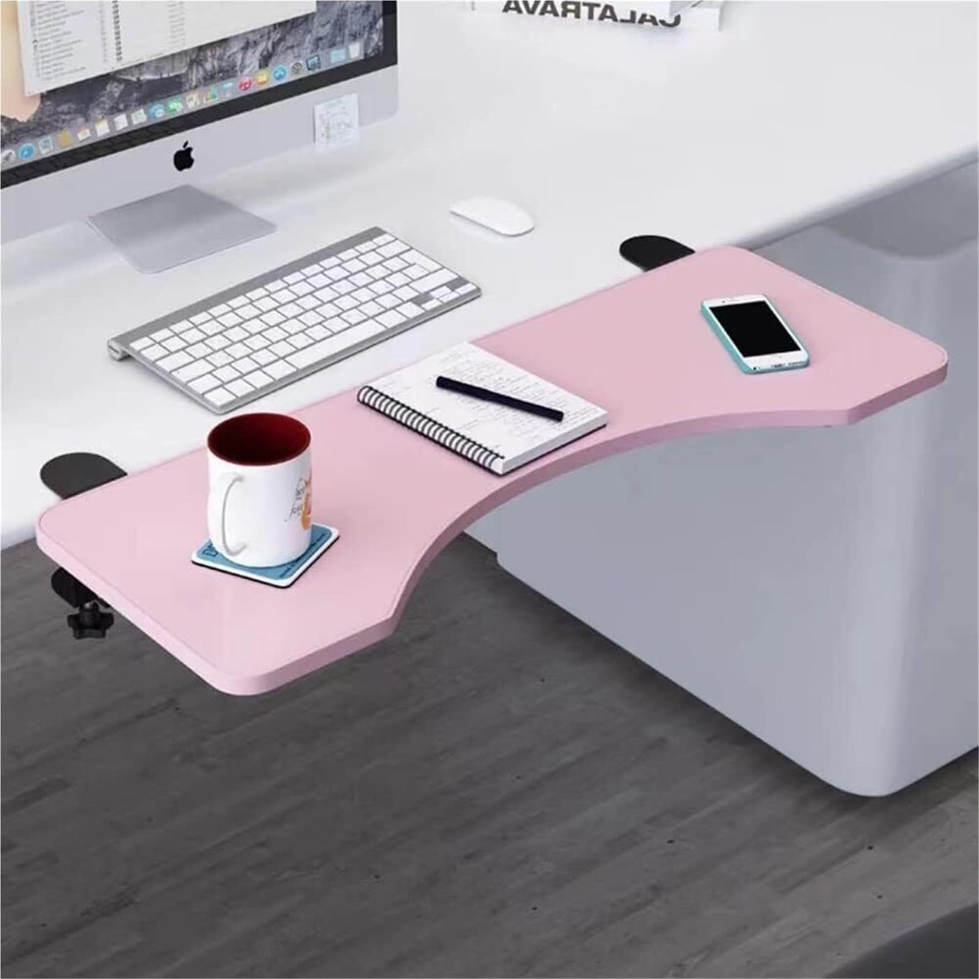 65 cm Teak Clamp-On Keyboard Tray and Desk Extender