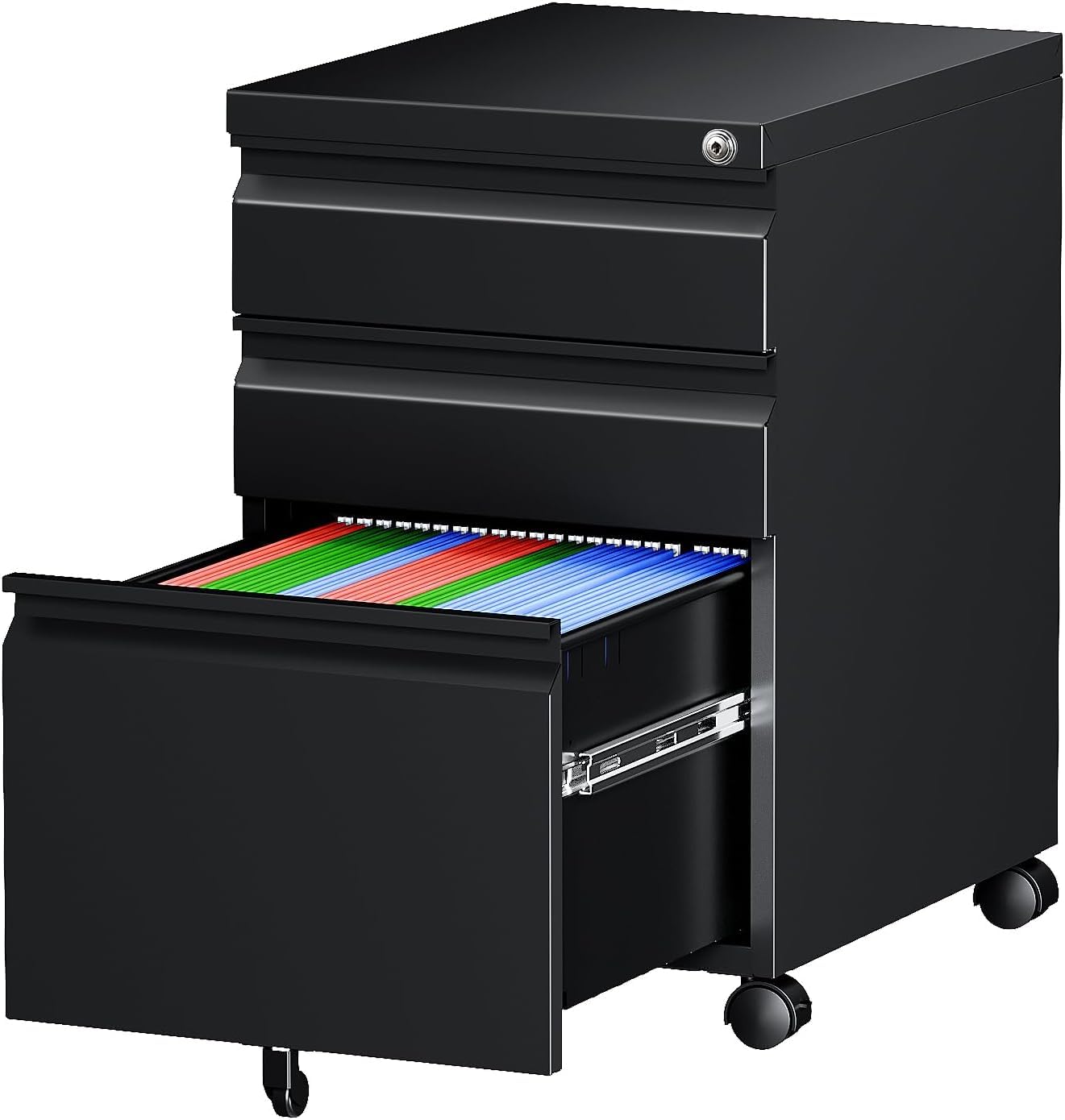 Letaya Locking Mobile Under-Desk File Cabinet, 2 or 3 Drawers