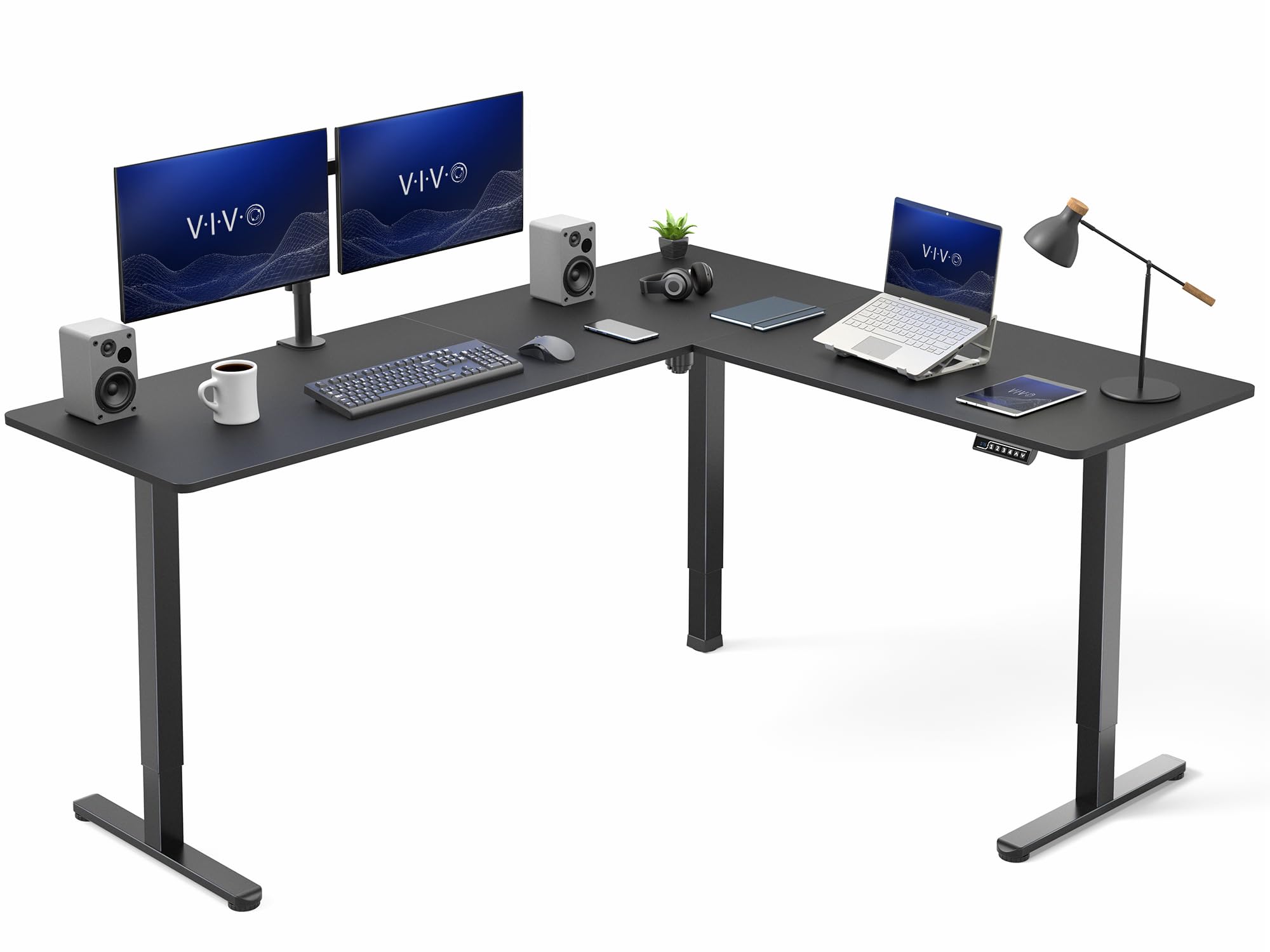 VIVO Electric Height Adjustable Corner Stand Up Desk, Table Top, Frame, L-Shaped Standing Workstation, 3CT Series