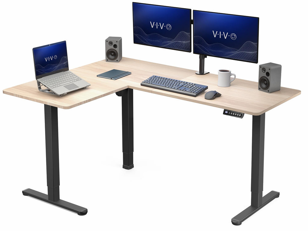 VIVO Electric Height Adjustable Corner Stand Up Desk, Table Top, Frame, L-Shaped Standing Workstation, 3CT Series