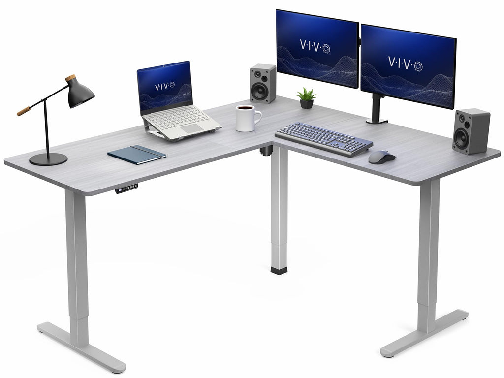 VIVO Electric Height Adjustable Corner Stand Up Desk, Table Top, Frame, L-Shaped Standing Workstation, 3CT Series