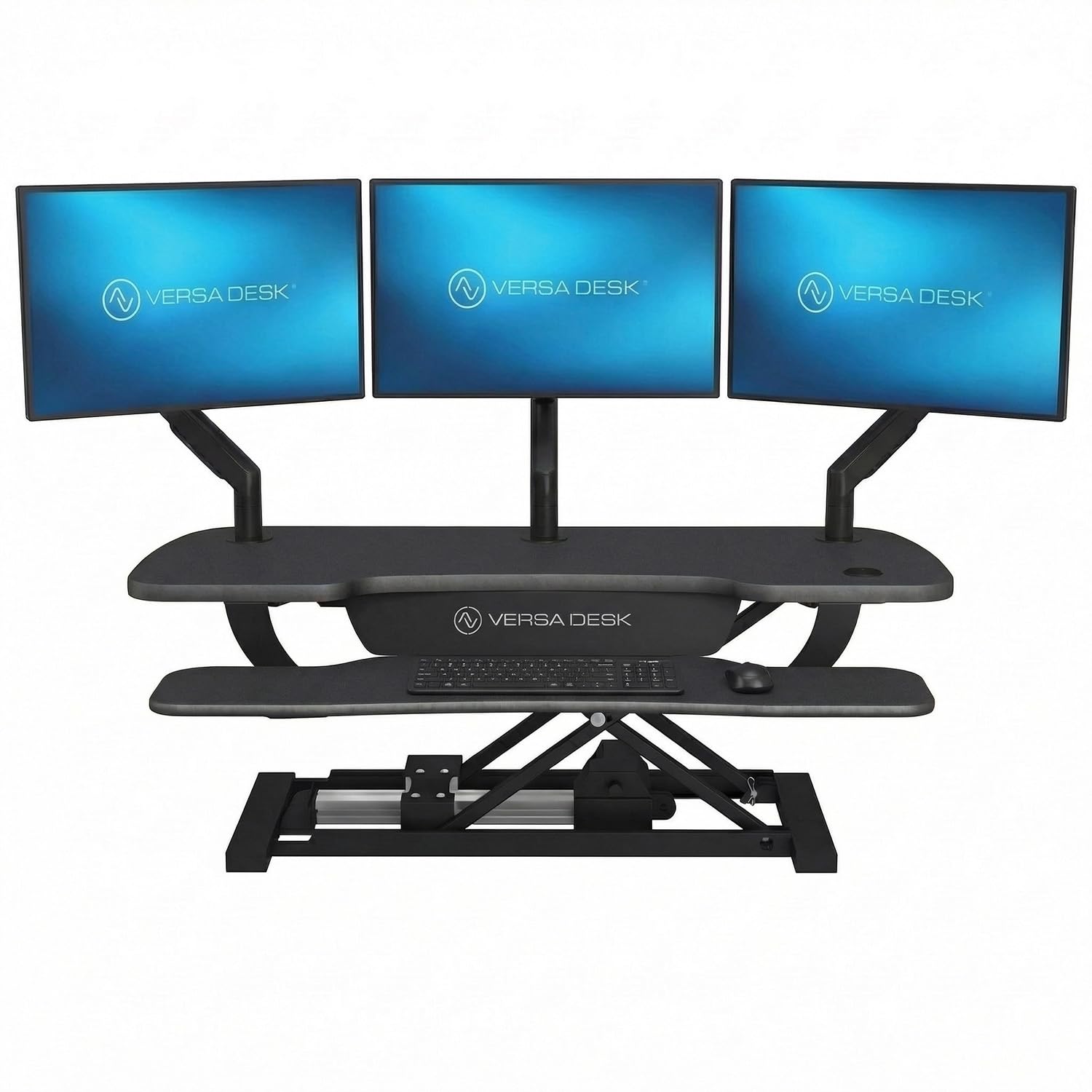 VERSADESK Electric Standing Desk Converter, PowerPro Height Adjustable, Sit to Stand Riser With Keyboard Tray, Push-Button Control Switch With USB Charging Port