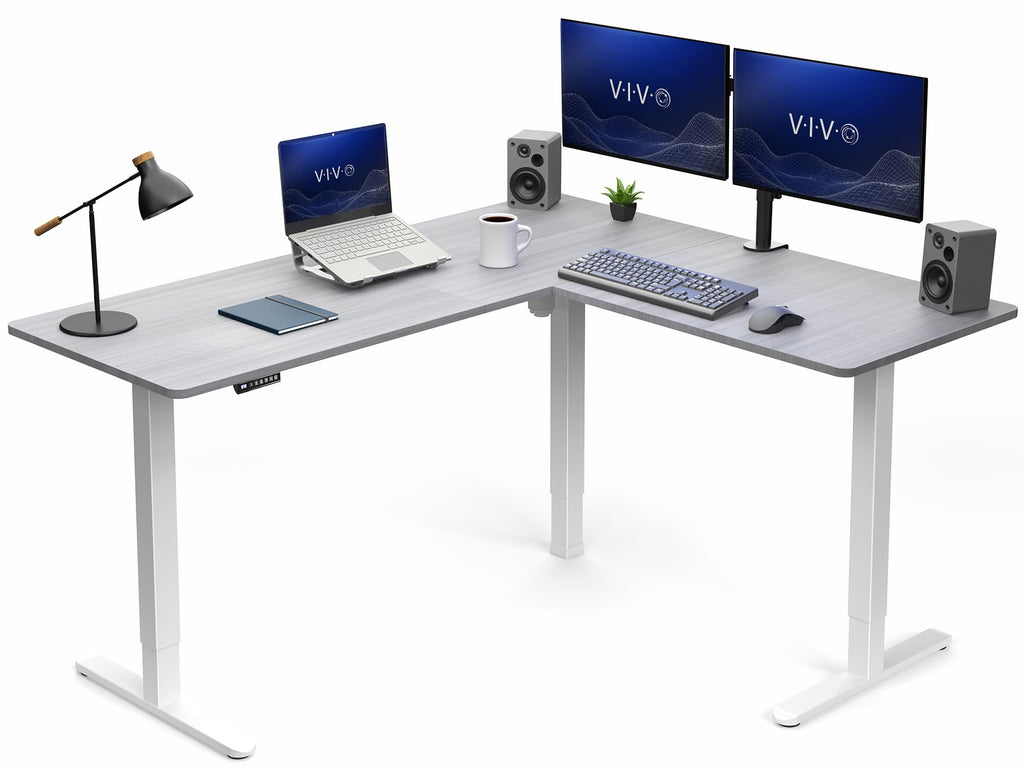 VIVO Electric Height Adjustable Corner Stand Up Desk, Table Top, Frame, L-Shaped Standing Workstation, 3CT Series