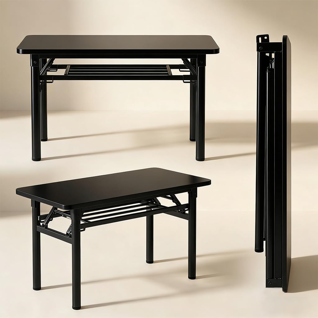 HDOFM Folding Desk for Small Spaces, Foldable Computer Desk, No Assembly Required, Space Saving Portable Study Table for Compact Home Office, Bedroom, Dorm, Apartment