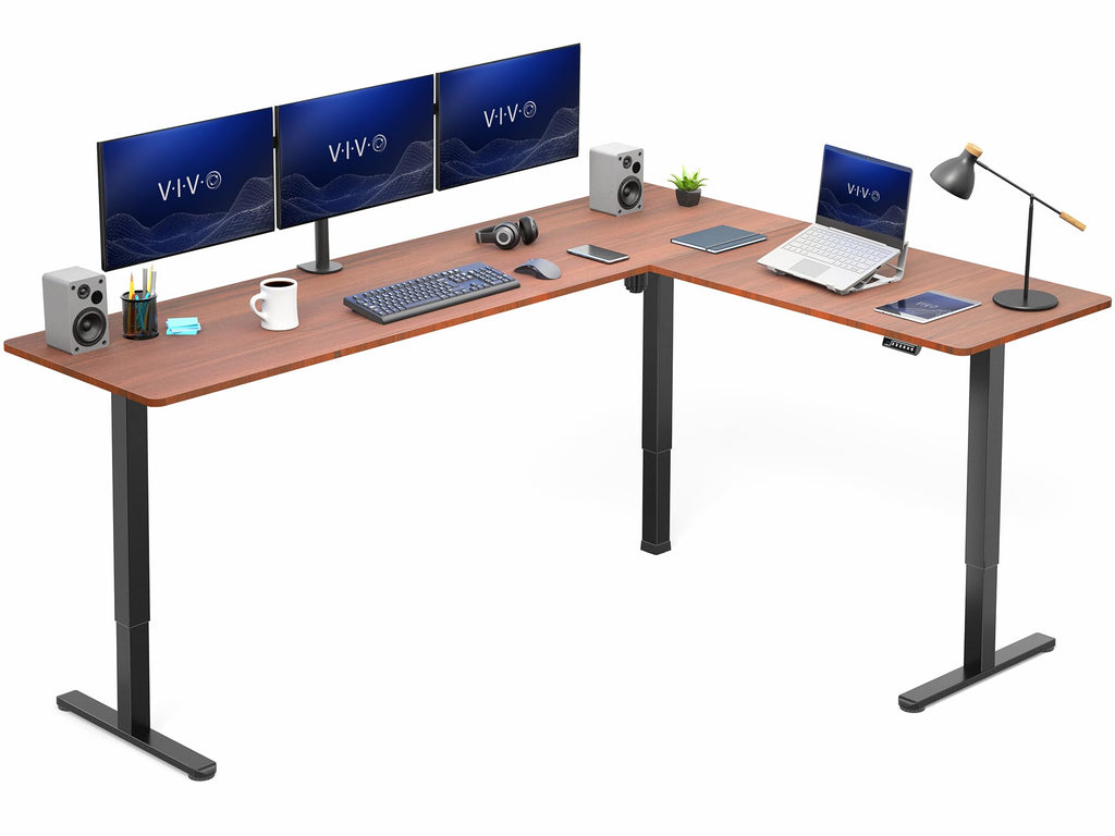 VIVO Electric Height Adjustable Corner Stand Up Desk, Table Top, Frame, L-Shaped Standing Workstation, 3CT Series
