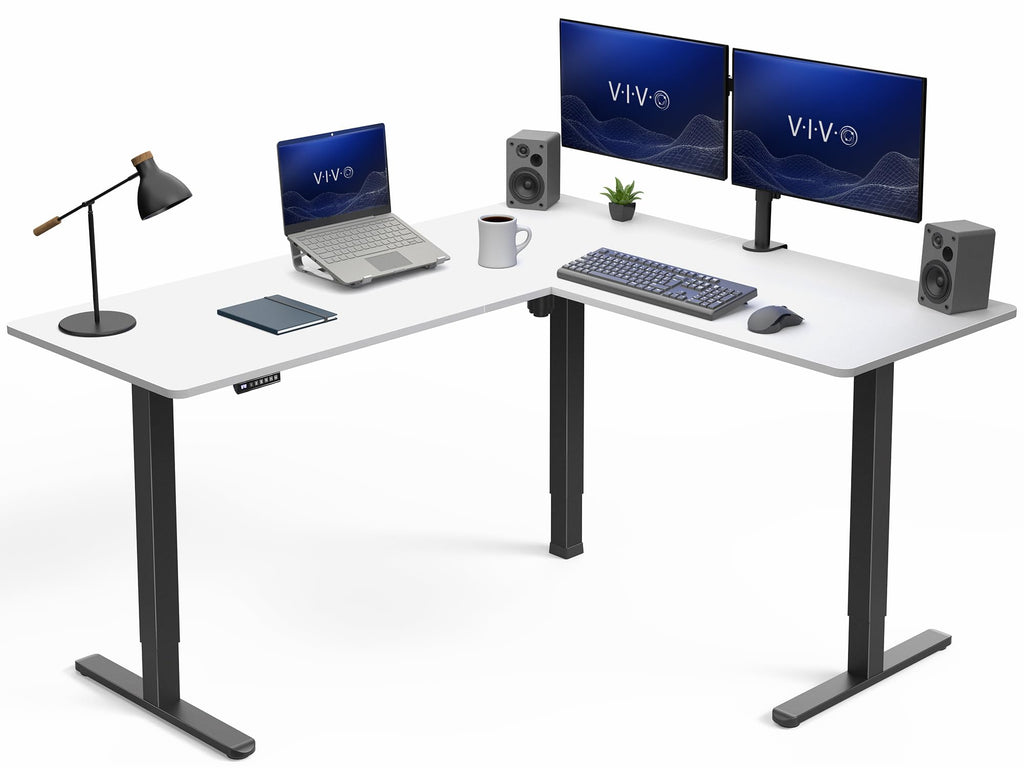 VIVO Electric Height Adjustable Corner Stand Up Desk, Table Top, Frame, L-Shaped Standing Workstation, 3CT Series