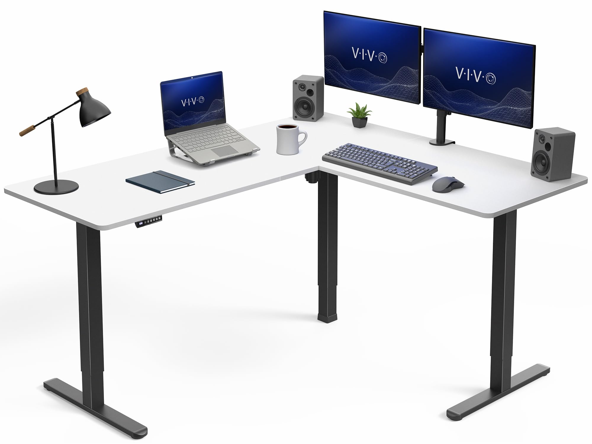 VIVO Electric Height Adjustable Corner Stand Up Desk, Table Top, Frame, L-Shaped Standing Workstation, 3CT Series