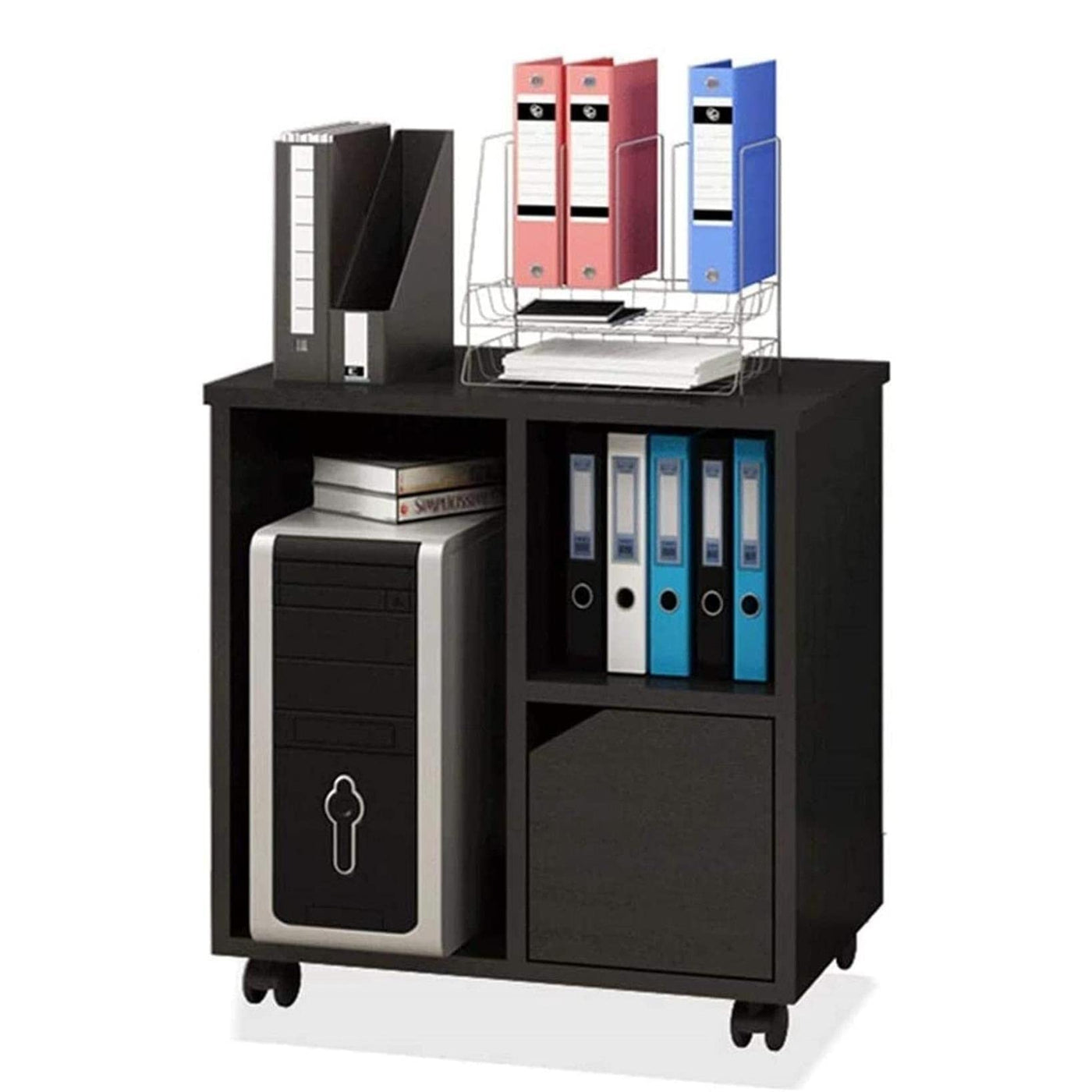 Medium Wooden Mobile File Cabinet with Storage Drawers