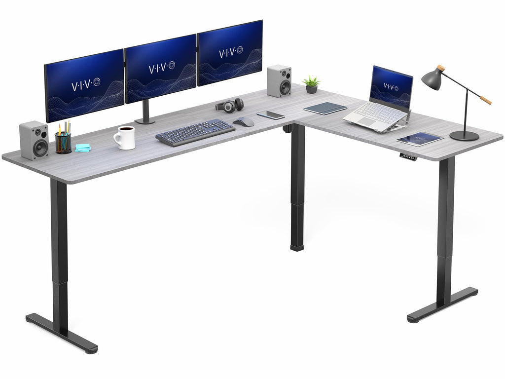 VIVO Electric Height Adjustable Corner Stand Up Desk, Table Top, Frame, L-Shaped Standing Workstation, 3CT Series