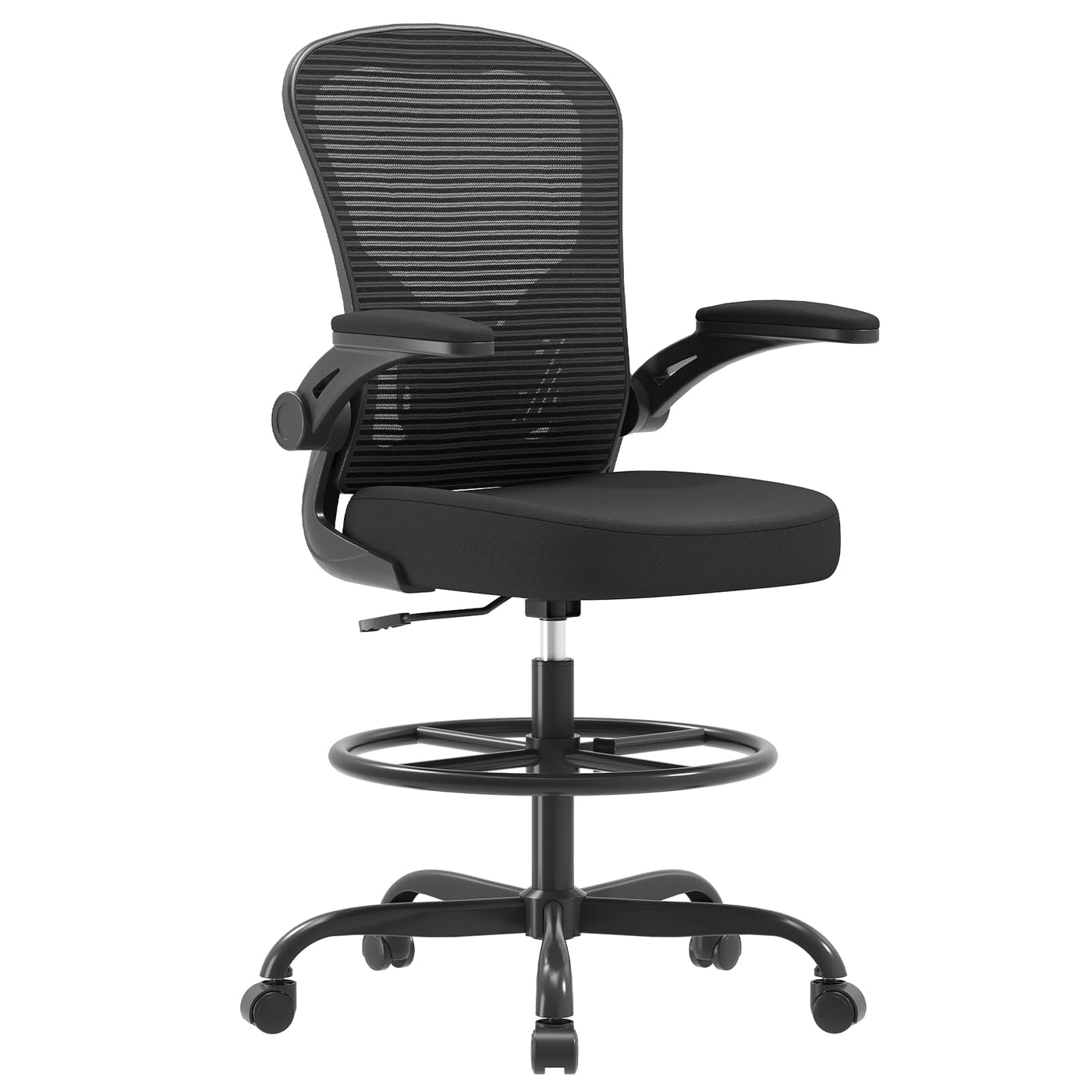 Ergonomic Mesh Drafting Chair with Footrest and Flip-Up Arms