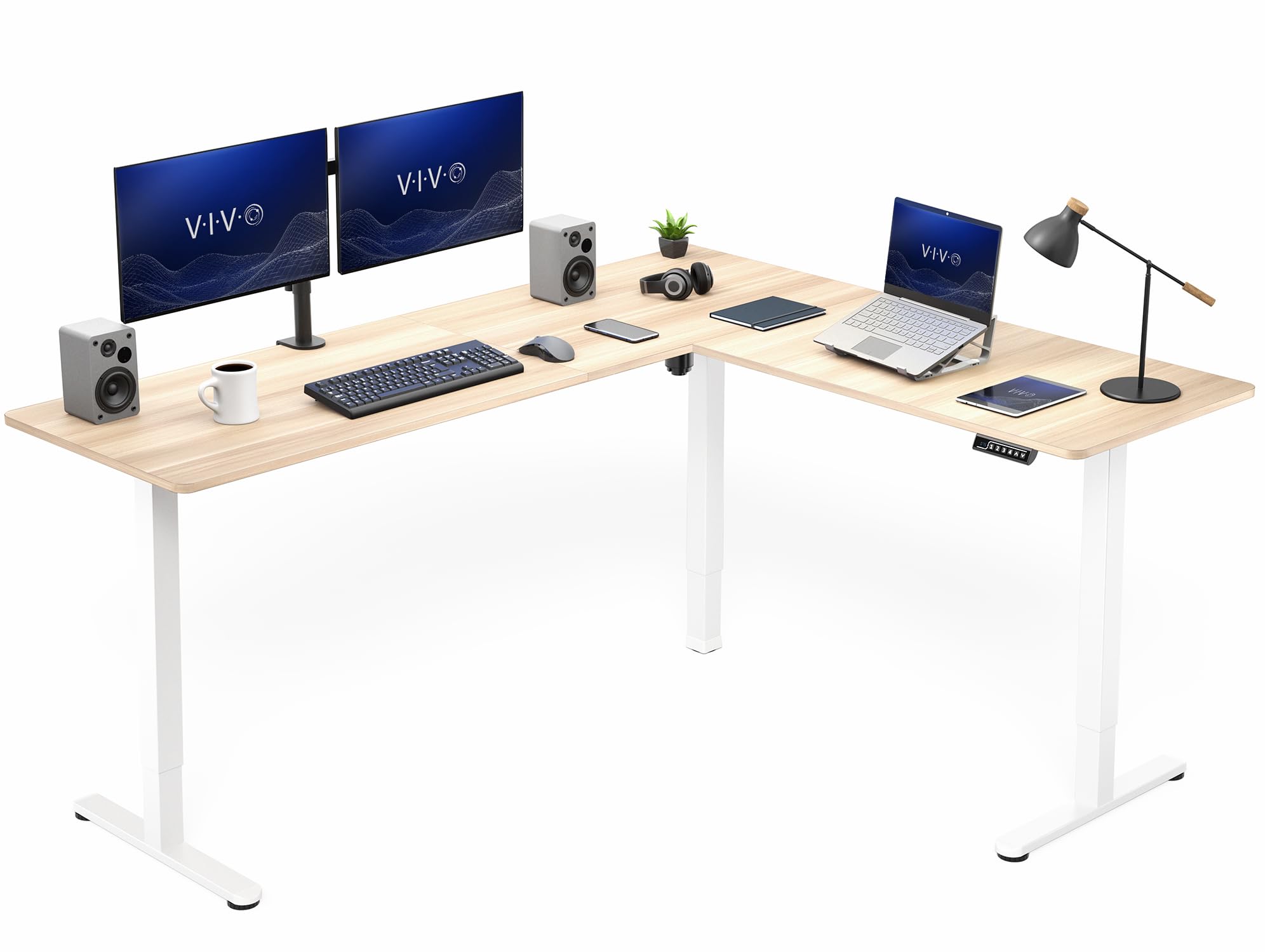 VIVO Electric Height Adjustable Corner Stand Up Desk, Table Top, Frame, L-Shaped Standing Workstation, 3CT Series