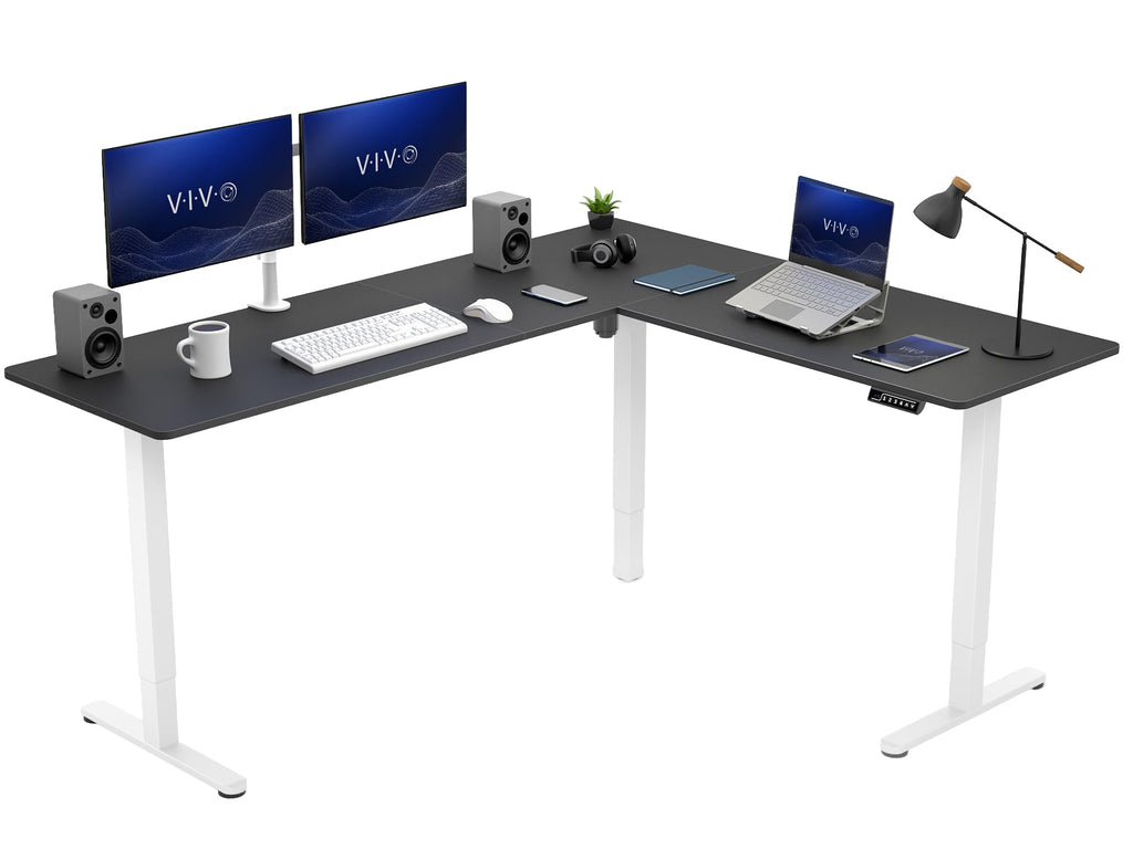 VIVO Electric Height Adjustable Corner Stand Up Desk, Table Top, Frame, L-Shaped Standing Workstation, 3CT Series