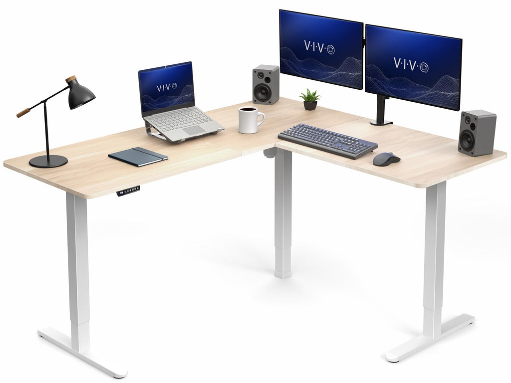 VIVO Electric Height Adjustable Corner Stand Up Desk, Table Top, Frame, L-Shaped Standing Workstation, 3CT Series