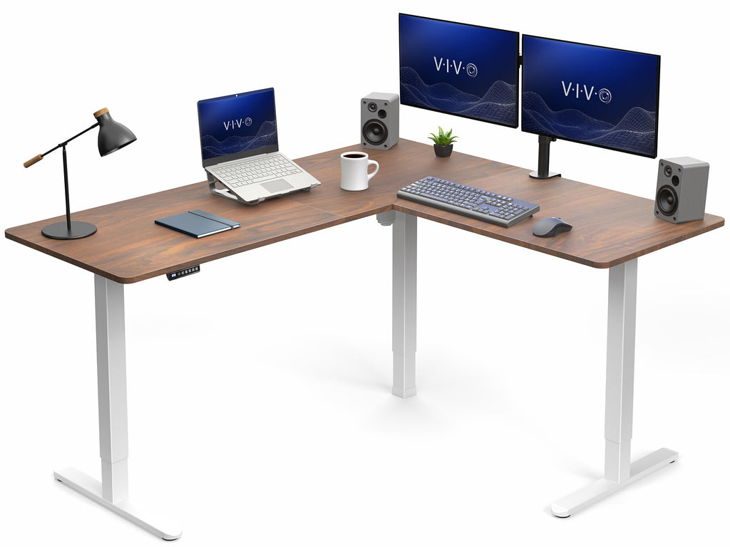 VIVO Electric Height Adjustable Corner Stand Up Desk, Table Top, Frame, L-Shaped Standing Workstation, 3CT Series