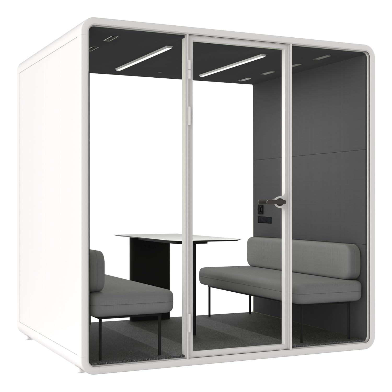 Quiet Meeting Pod with Acoustic Panels, Office Soundproof Room with Furniture, Portable Removable Working Booth for Private Phone Calling, Study, Individual Seater Personal Office H92in W43in D40in
