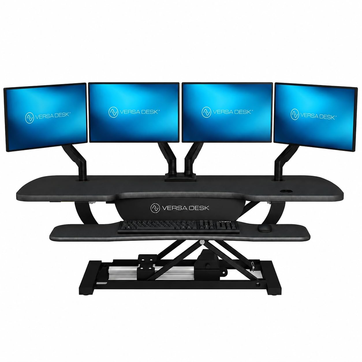 VERSADESK Electric Standing Desk Converter, PowerPro Height Adjustable, Sit to Stand Riser With Keyboard Tray, Push-Button Control Switch With USB Charging Port